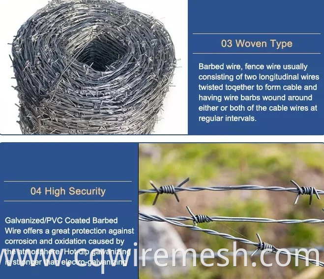 Factory Supply Hot Dipped Barb Wire Razor Galvanized Razor Anti-Rust Barbed Wire Fence Farm Fence